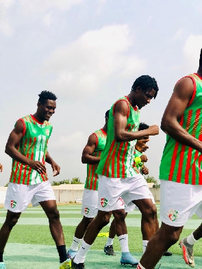 Karela United players warming up