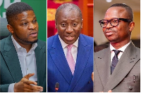 Afenyo-Markin (M) sued Sammy Gyamfi (L) and Eric Opoku (R) after they called him an extortionist