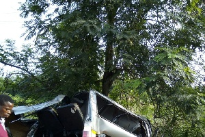 The bus is believed to have somersaulted after the driver attempted to overtake another vehicle