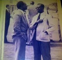 Dr. Kwame Nkrumah is seen here with Dr. Kofi Busia