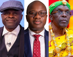 Kpebu (L) said Ayariga (M) was removed as Majority Leader due to disagreements with Bagbin (R)