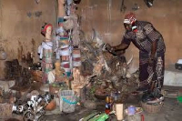 Traditional faith priest, Chidi Nwaohia, in his shrine in southeastern Nigeria