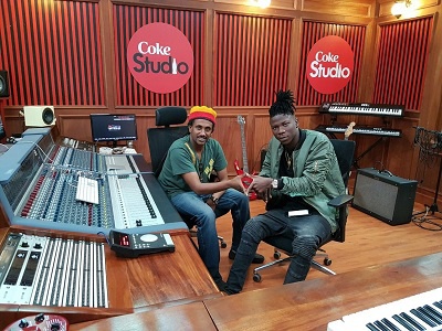 Stonebwoy at the Coke studio, Kenya
