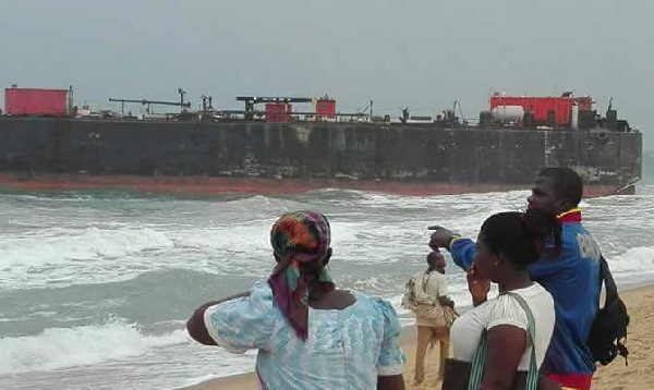 The ship washed ashore off Afloa coast in the Volta Region