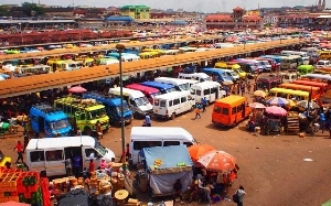 A trotro station in Accra