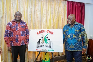President Akufo-Addo with Vice President Dr. Bawumia after unveiling the Free SHS Logo