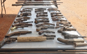 File photo: Some locally manufactured guns seized residents