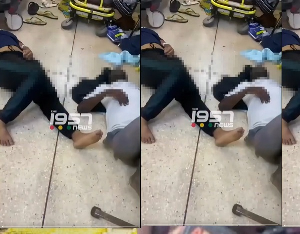 Screenshot from video of patients lying on the floors of wards at KBTH