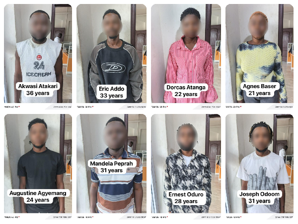 The images of the eight suspects as released by the police