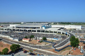 An aerial view of the terminal three