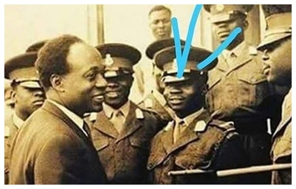 This photo shows a time that Kwame Nkrumah met some soldiers, including Kotoka