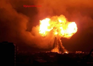 Two filling stations at Atomic junction got burnt after a gas station around the area exploded